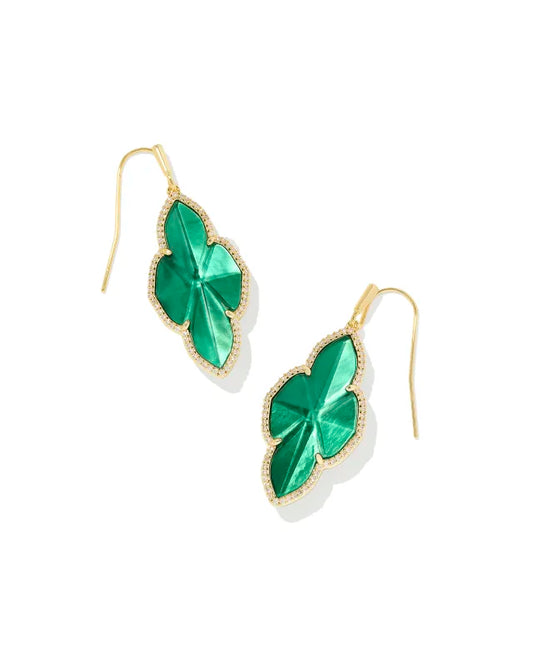 Kendra Scott - Earrings  - Abbie Gold Pave Frame Drop - Green Illusion - Findlay Rowe Designs