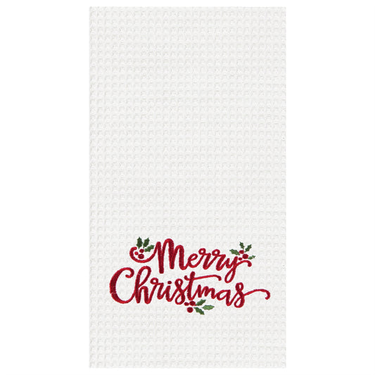 Towel - Merry Christmas Holly Leaves - Findlay Rowe Designs