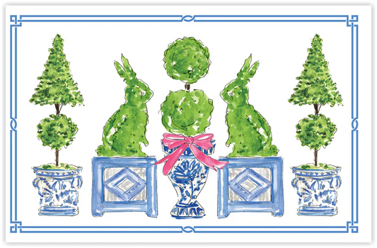 Rosanne Beck - Placemats - Boxwood Topiary Bunnies