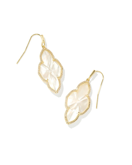 Kendra Scott - Earrings - Abbie Gold Pave Frame Drop - Ivory Mother of Pearl - Findlay Rowe Designs