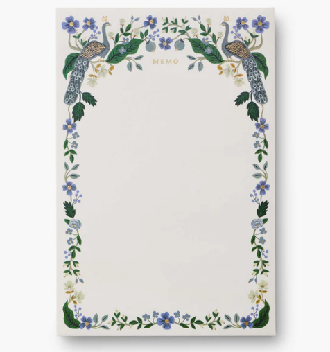 Rifle Paper Co - Large Memo Notepad - Peacock - Findlay Rowe Designs