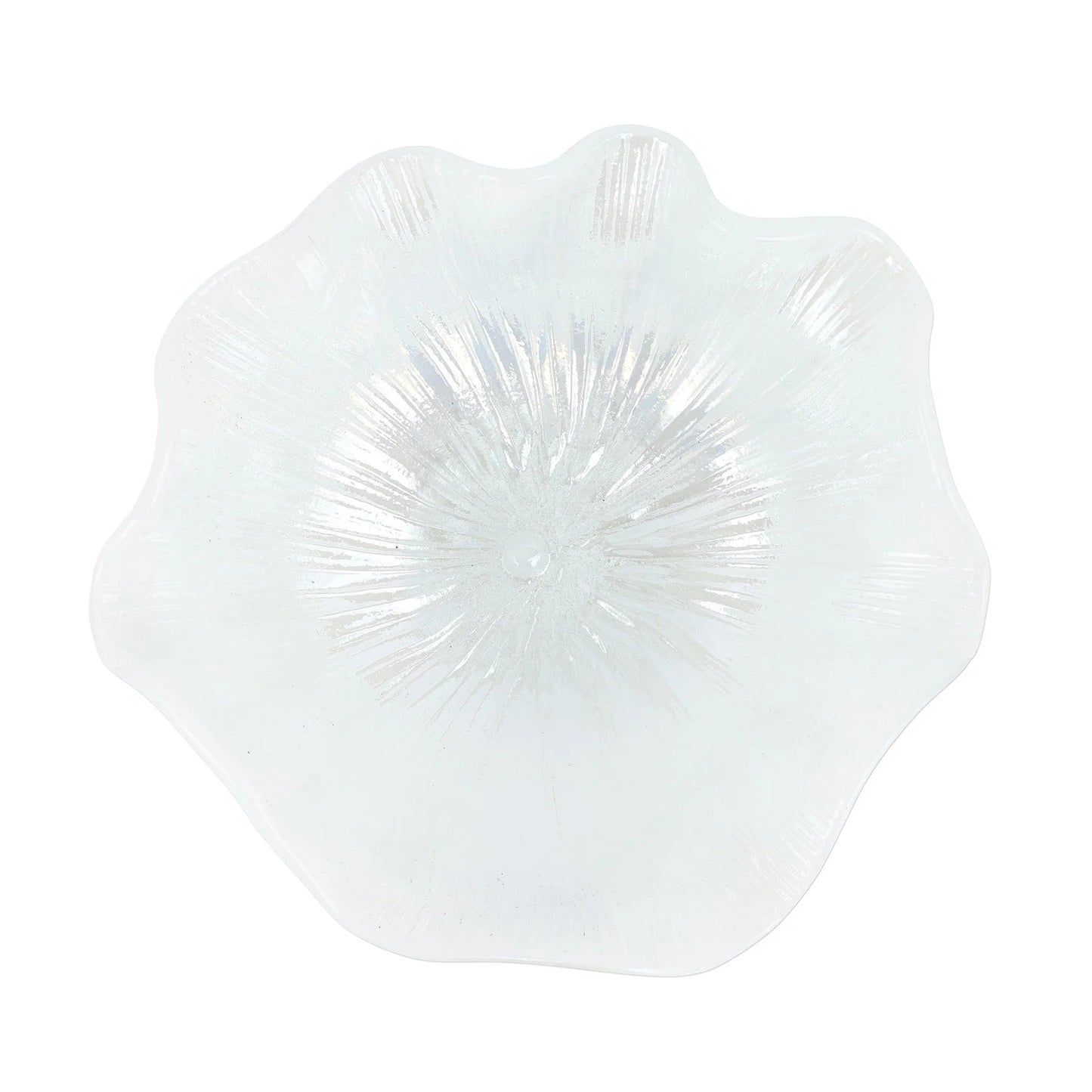 Vietri- ONDA GLASS WHITE RUFFLED ROUND BOWL - NO SHIP - STORE PICKUP - Findlay Rowe Designs