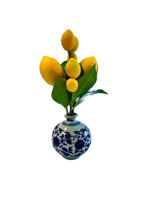 Ceramic Vase - 9.5 in Lemon Stalks