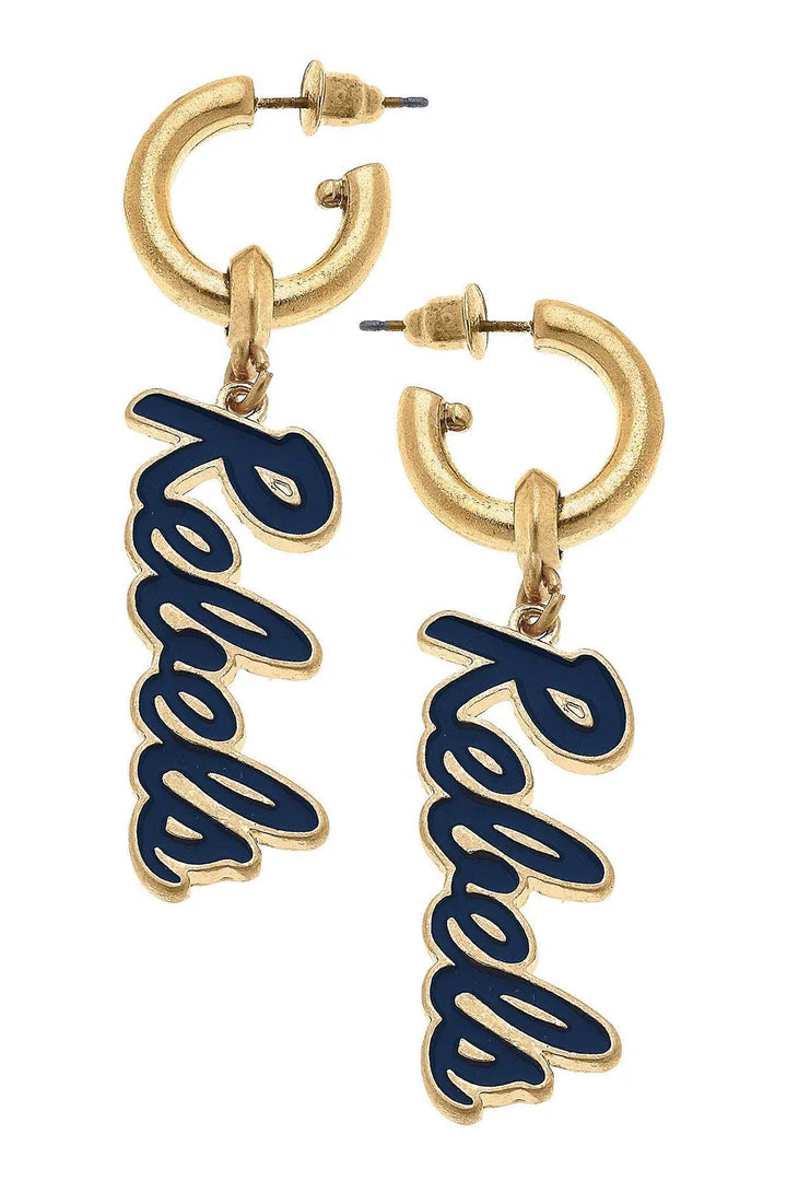 Earrings - Ole Miss Rebels Enamel Drop Hoop