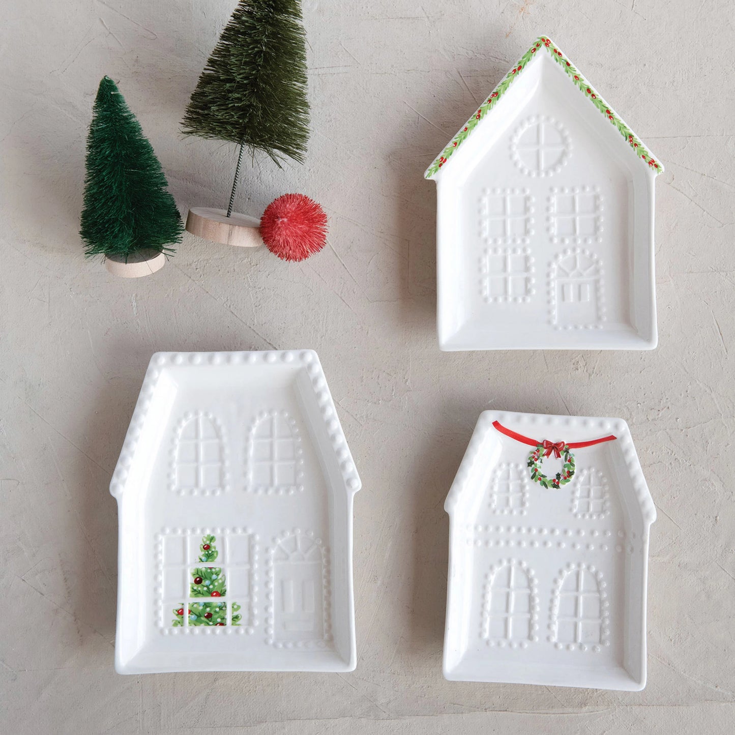 Plate - Embossed Stoneware Christmas House - Findlay Rowe Designs