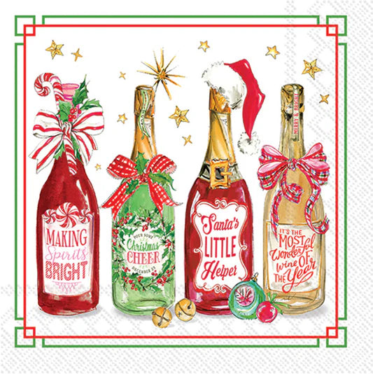 Cocktail Napkin - Christmas Bottles - Findlay Rowe Designs