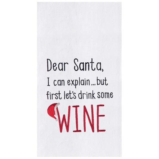 Towel - Dear Santa Drink Wine - Findlay Rowe Designs