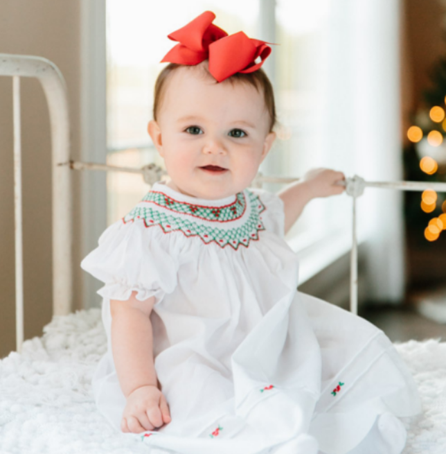 Clearance - Baby - Holiday Smocked Bishop Dress - 3Month