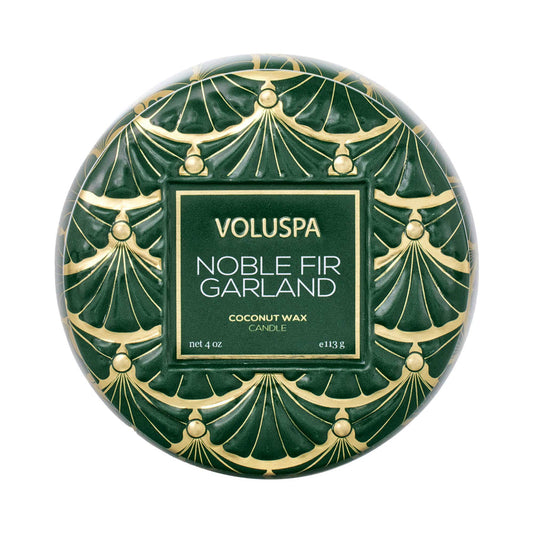 Voluspa - Noble Fir Garland Mini Tin Candle - Findlay Rowe Designs