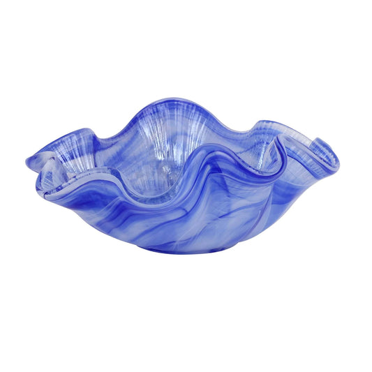 Vietri- ONDA GLASS COBALT RUFFLED ROUND BOWL - Findlay Rowe Designs