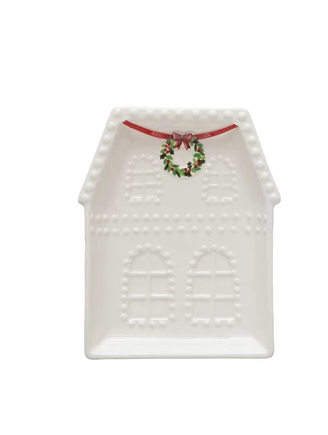 Plate - Embossed Stoneware Christmas House - Findlay Rowe Designs