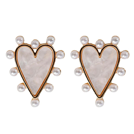 St. Armands - Pearl Studded Pink Tortoise Heart Earrings - Findlay Rowe Designs