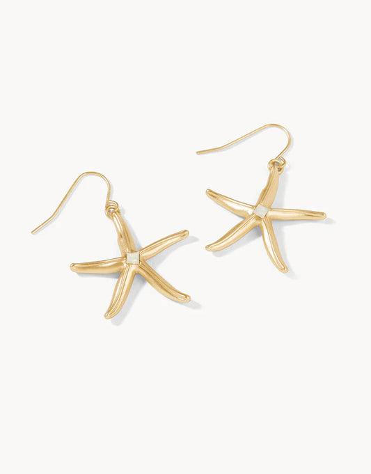 Spartina - Sea Star Earrings Gold with White Opal - Findlay Rowe Designs