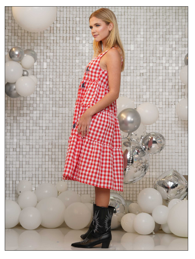 Dress - Gingham Check Stars - Red - Findlay Rowe Designs