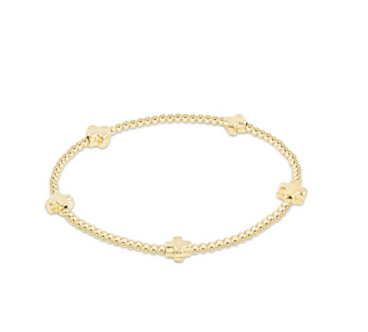 Enewton - Signature Cross Small Gold Pattern 2mm Bead Bracelet - Gold - Findlay Rowe Designs