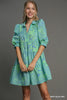 Dress - Two Tone Tiered Dress - Mint Blue