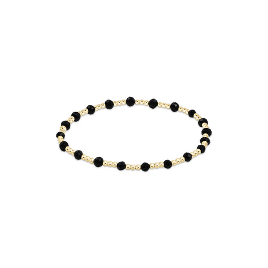 Enewton - Gemstone Gold Sincerity Pattern 3mm Bead Bracelet - Faceted Onyx