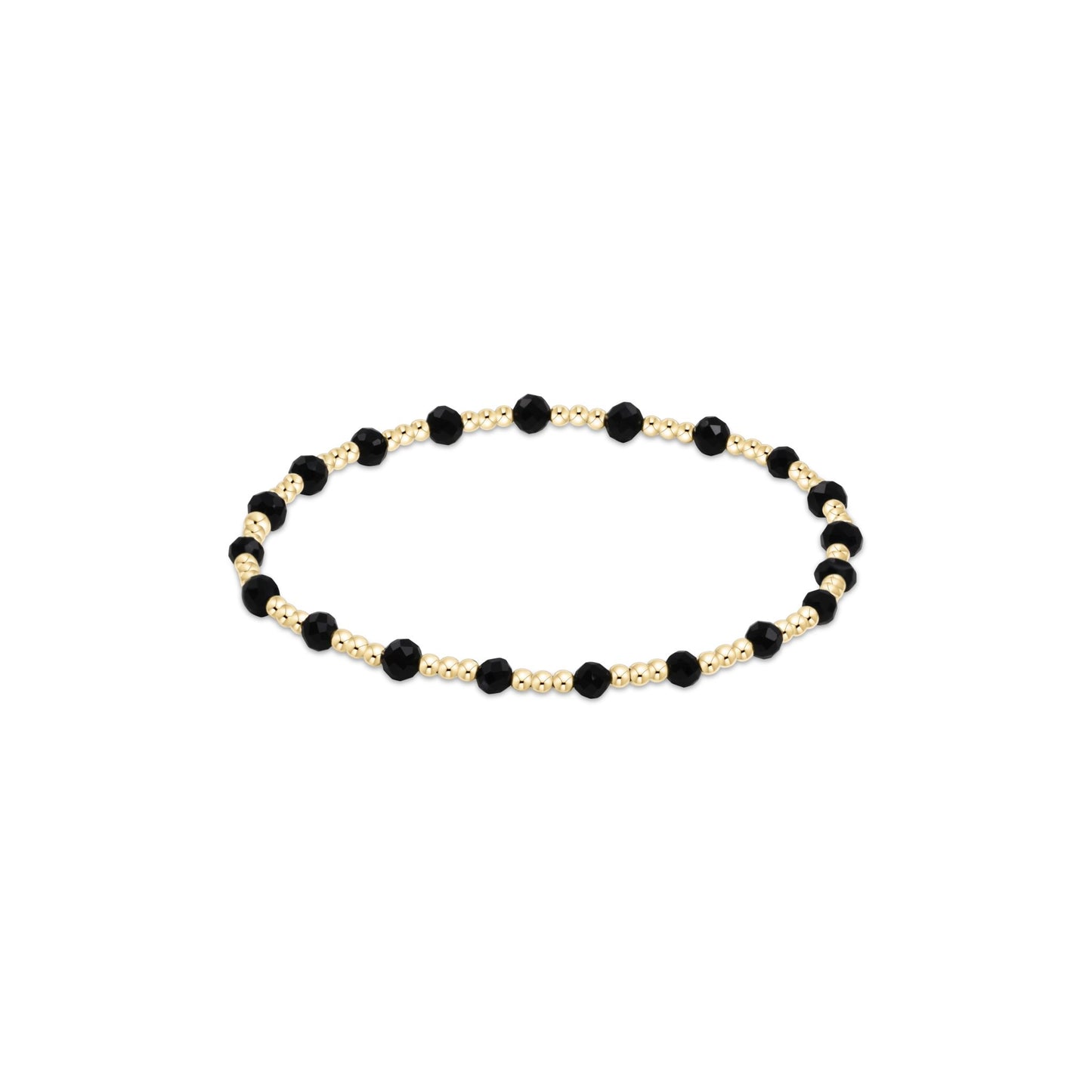 Enewton - Gemstone Gold Sincerity Pattern 3mm Bead Bracelet - Faceted Onyx