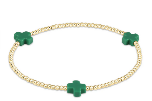 Enewton - Signature Cross Gold Small 2mm Bracelet - Emerald - Findlay Rowe Designs