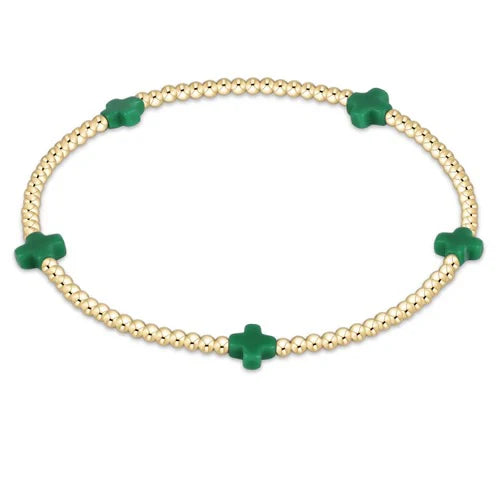 Enewton - Signature Cross Gold Small 2mm Bracelet - Emerald