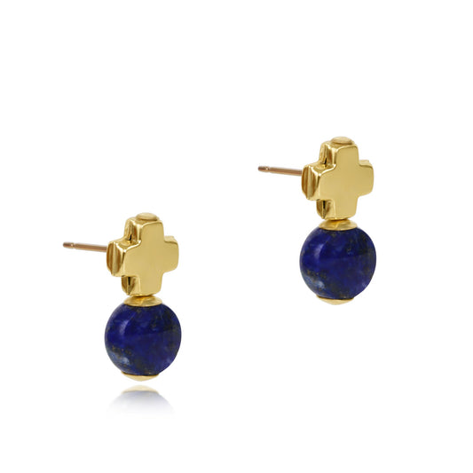 Enewton - Signature Cross Gold Stud - Lapis - Findlay Rowe Designs