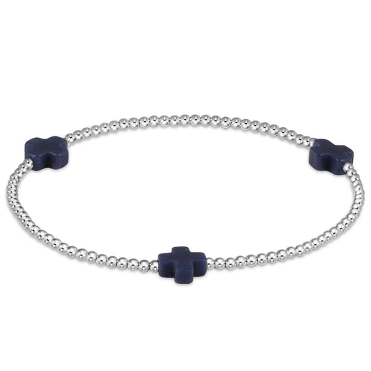 Enewton - Signature Cross Sterling  3mm Bead Bracelet - Navy - Findlay Rowe Designs