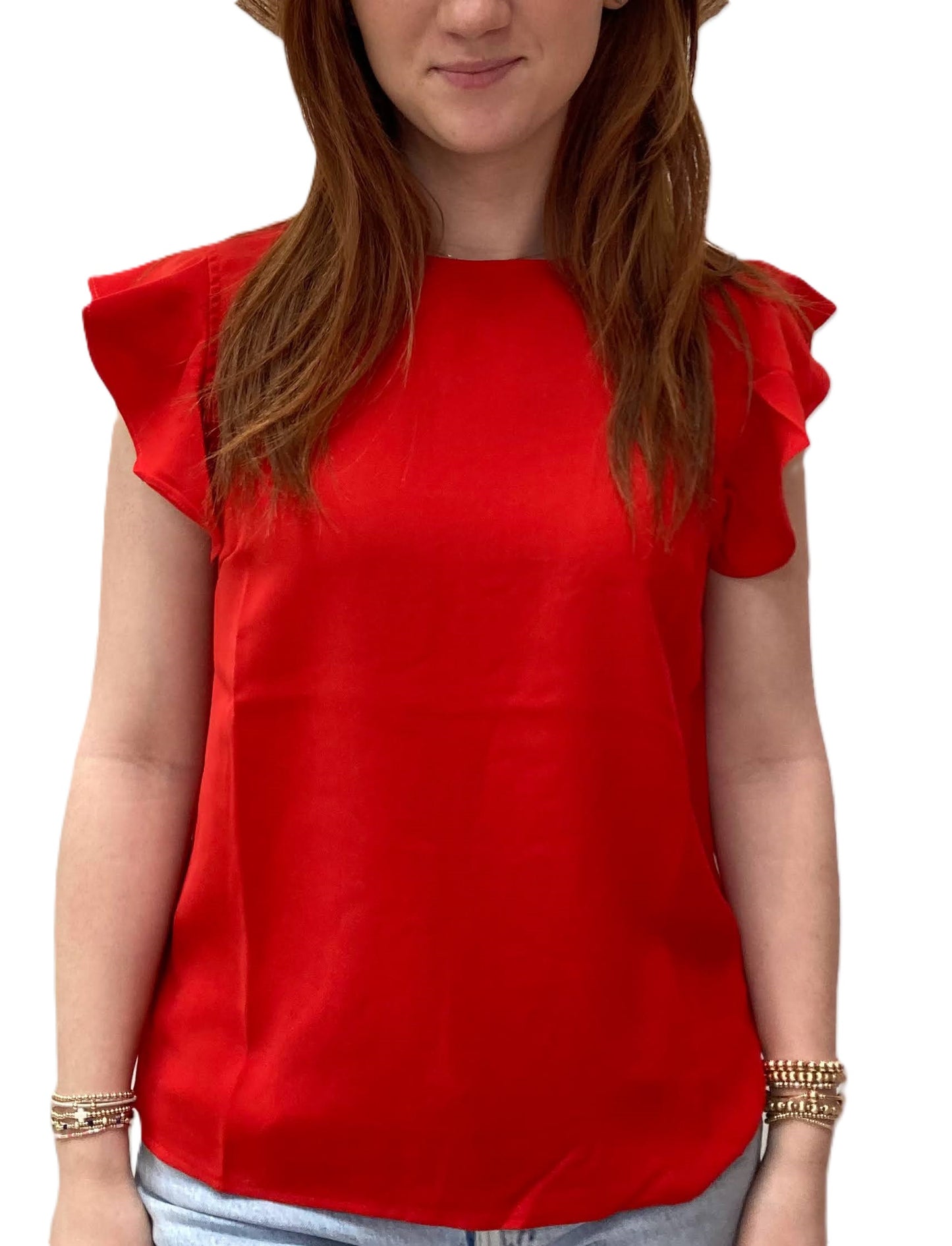 Top - Flutter Sleeve - Red - Findlay Rowe Designs