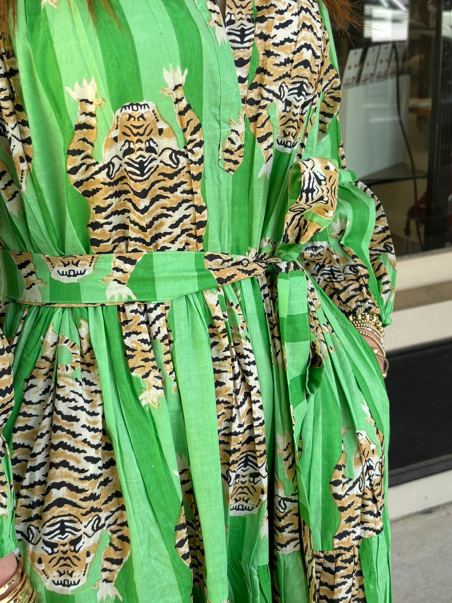 Tiger Midi Dress - Parrot Green - Findlay Rowe Designs