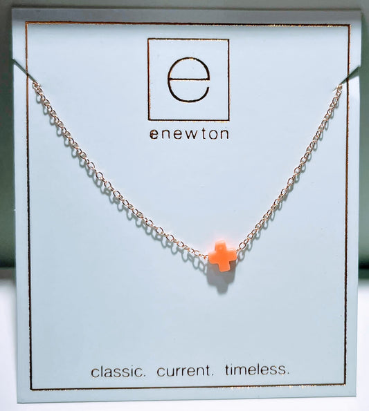 Enewton - Necklace Gold - Signature Cross Small - Coral - Findlay Rowe Designs