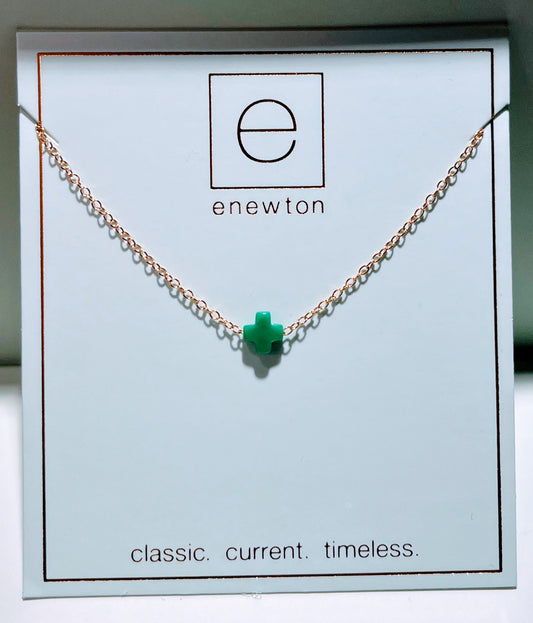 Enewton - Necklace Gold - Signature Cross Small - Emerald - Findlay Rowe Designs