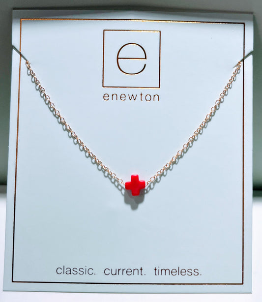 Enewton - Necklace Gold - Signature Cross Small - Red - Findlay Rowe Designs