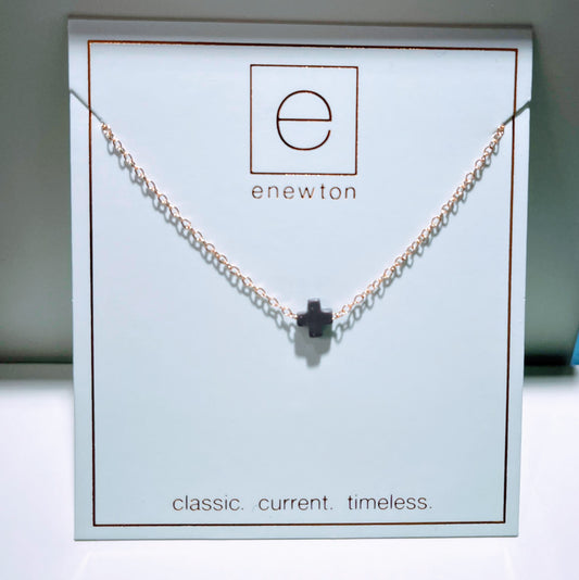 Enewton - Necklace Gold - Signature Cross Small - Charcoal - Findlay Rowe Designs