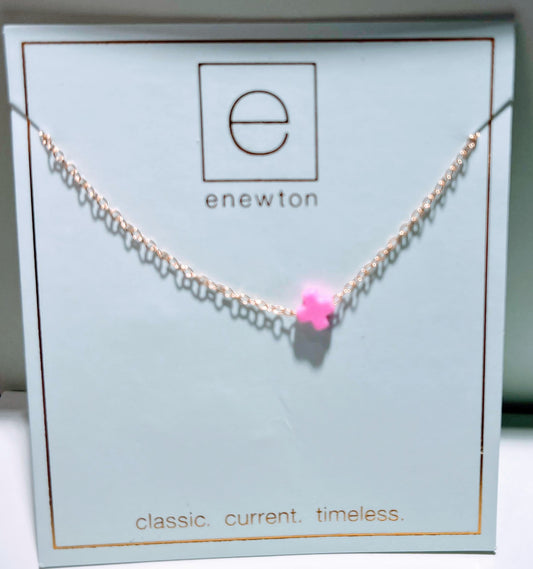 Enewton - Necklace Gold - Signature Cross Small - Bright Pink - Findlay Rowe Designs