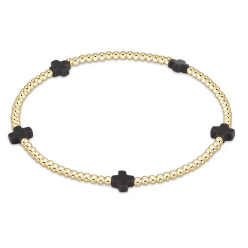 Enewton - Signature Cross Gold Small 2mm Bracelet - Navy