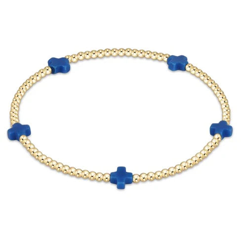 Enewton - Signature Cross Gold Small 2mm Bracelet - Cobalt