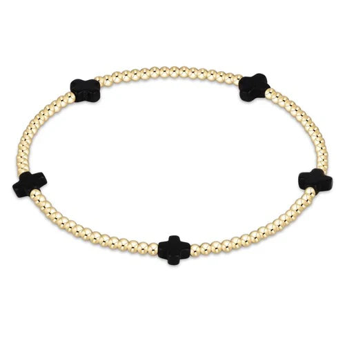 Enewton - Signature Cross Gold Small 2mm Bracelet - Onyx