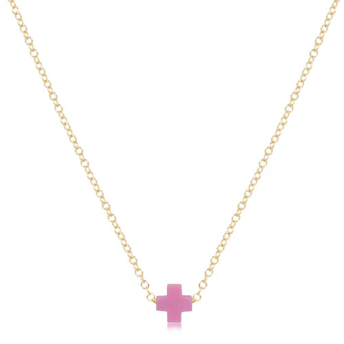 Enewton - Necklace Gold - Signature Cross Small - Bright Pink