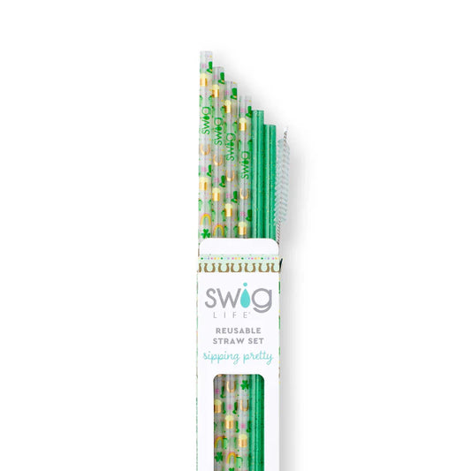 Swig - Reusable Straw Set - Lucky Charm + Green Glitter