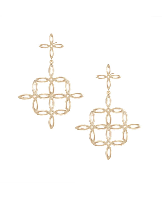 Natalie Wood - She's Classic Cross Statement Earrings in Gold - Findlay Rowe Designs