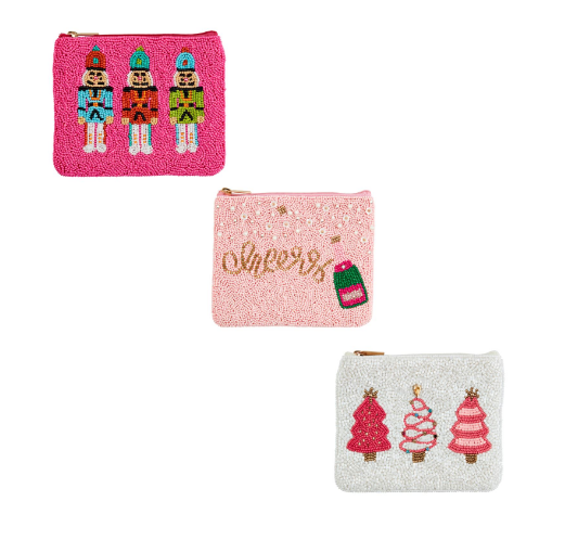 Mud Pie - Beaded Christmas Coin Case