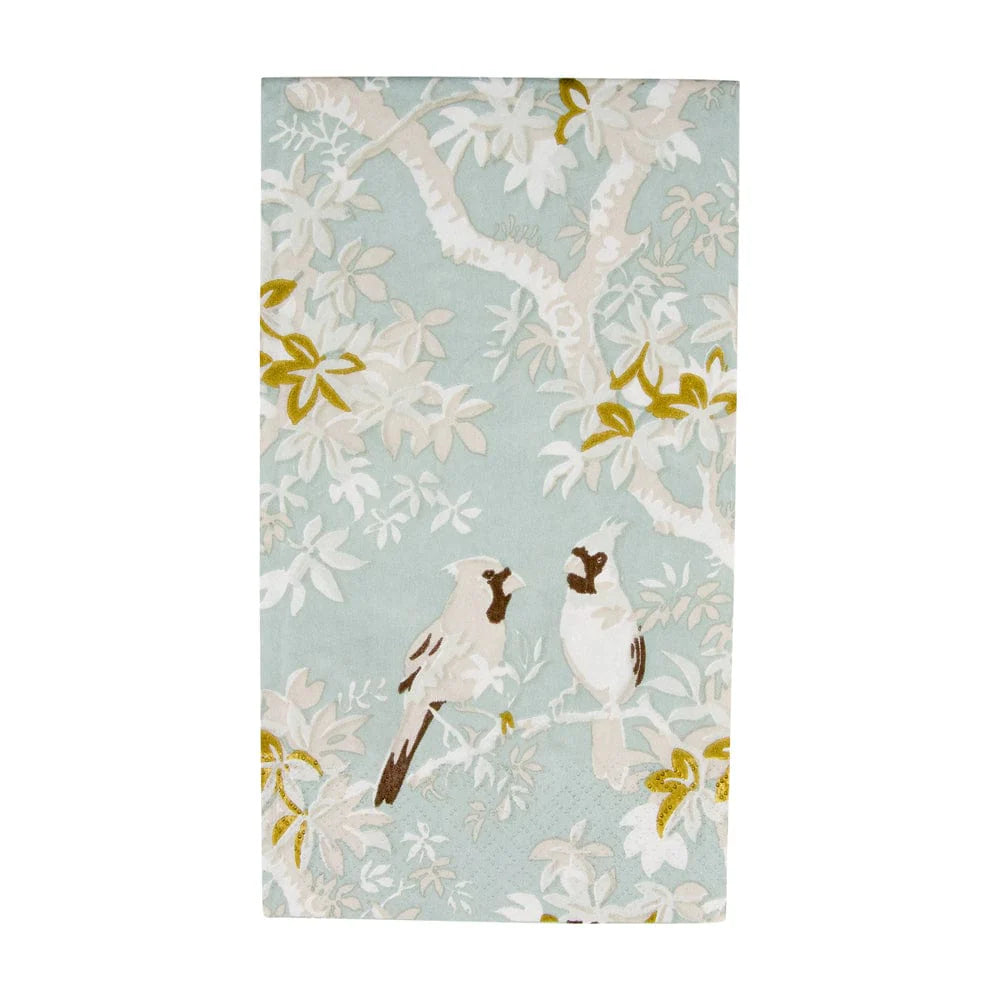 Caspari - Guest Towel Napkins - Scenic Songbirds - Celadon - Findlay Rowe Designs