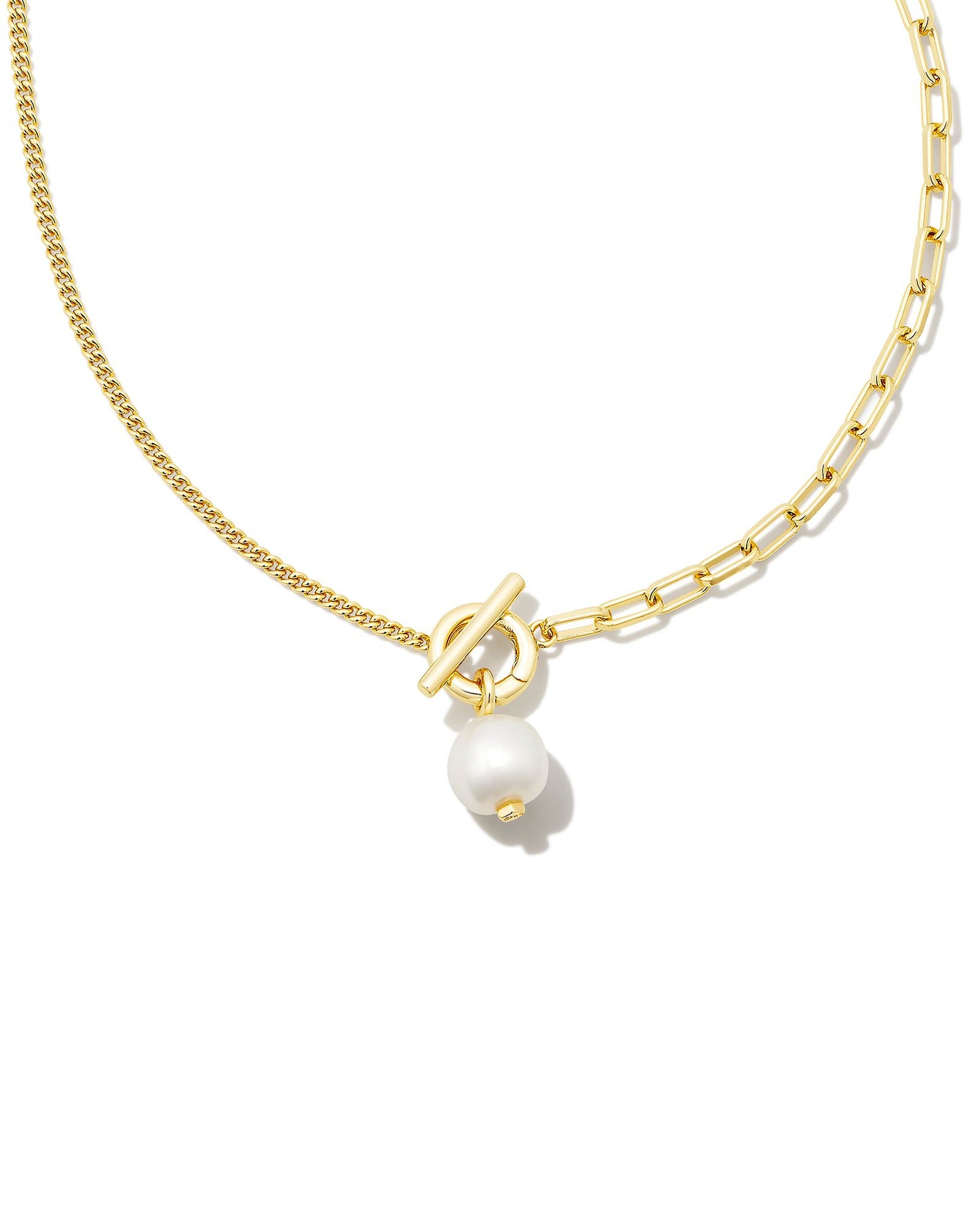 Kendra Scott - Necklace - Leighton Gold Pearl Chain - White Pearl