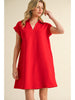 Dress - Mini Open Collar - Red