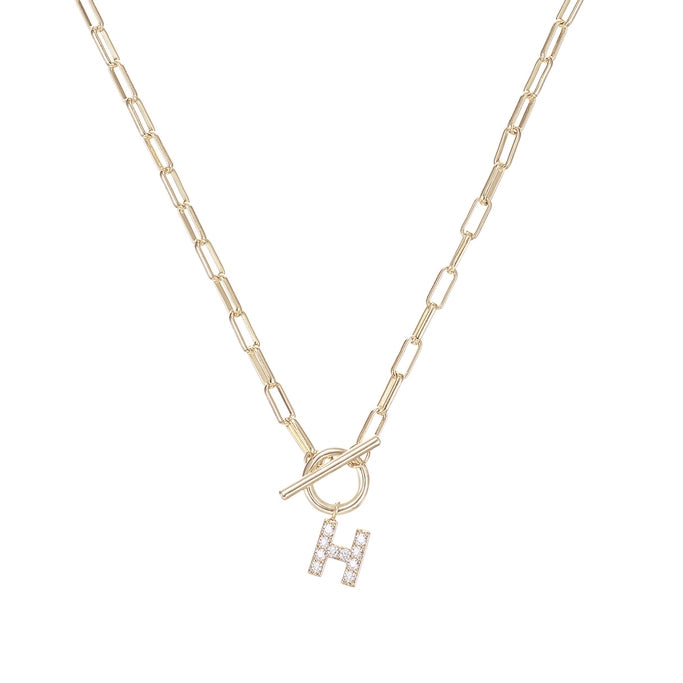 Sparkle Mini Toggle Initial Necklace - Gold - Findlay Rowe Designs