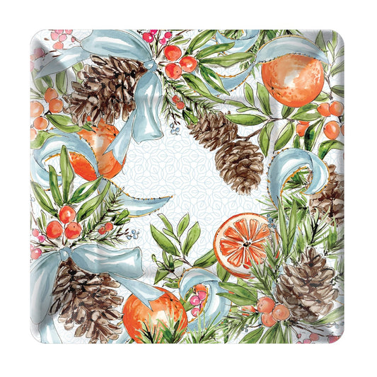 Pinecones & Ribbons Square Paper Dinner Plates - Findlay Rowe Designs