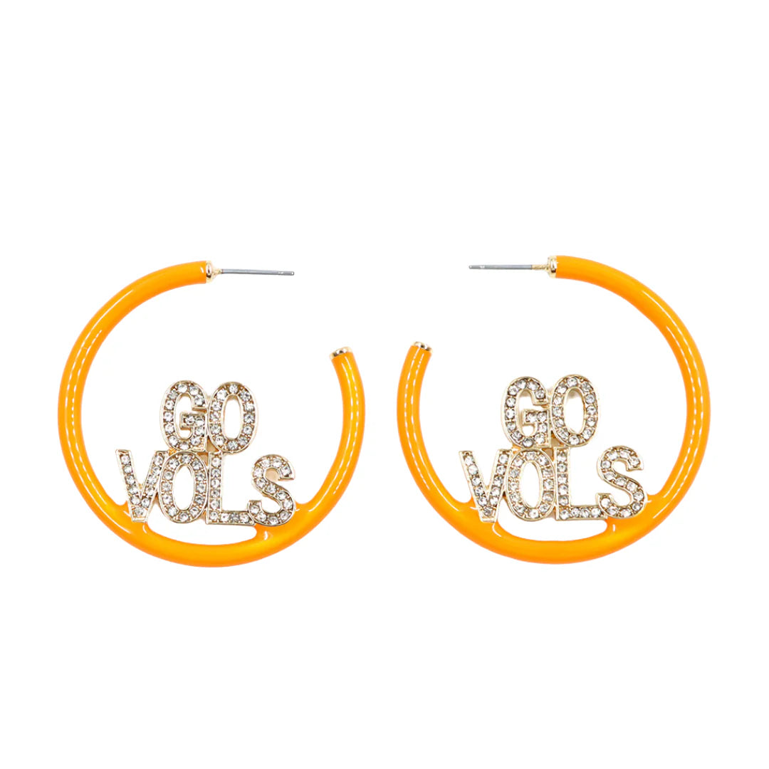 Brianna Cannon - Pavé Hoop Earrings - Univ of Tennessee - Go Vols - Findlay Rowe Designs