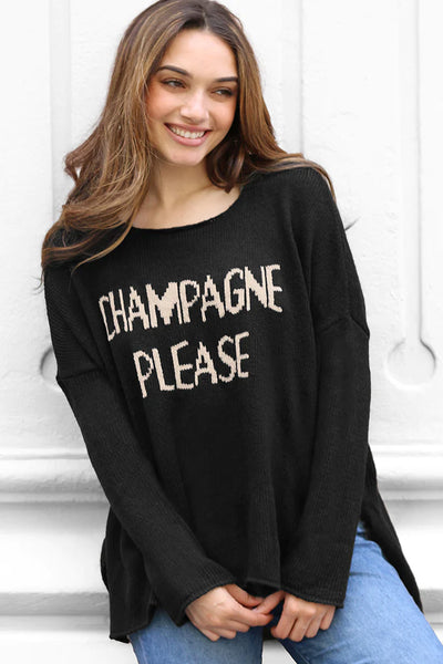 Wooden Ships Crew Sweater- Black Champagne Please