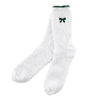 Cozy Socks in Ornament - White with Green Bow - Findlay Rowe Designs