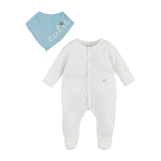 Mud Pie - Baby Sleeper Bib Set - Blue Dot