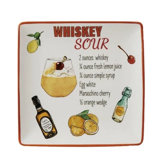 Stoneware Plate with Cocktail Recipe - Findlay Rowe Designs